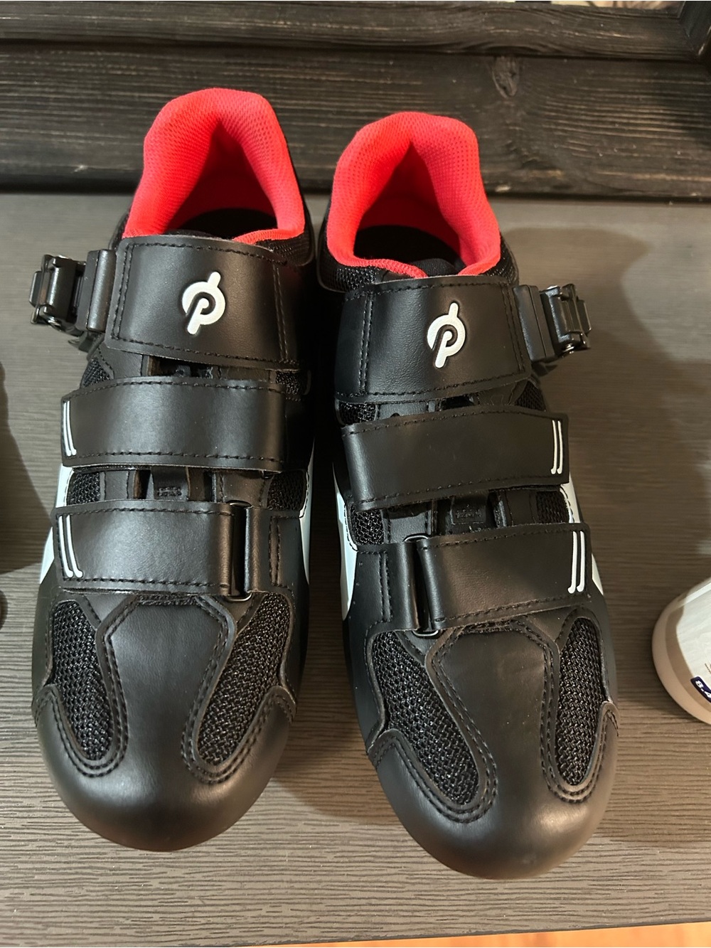 NWOT Peloton Black and Red Strapped Cycling Shoes